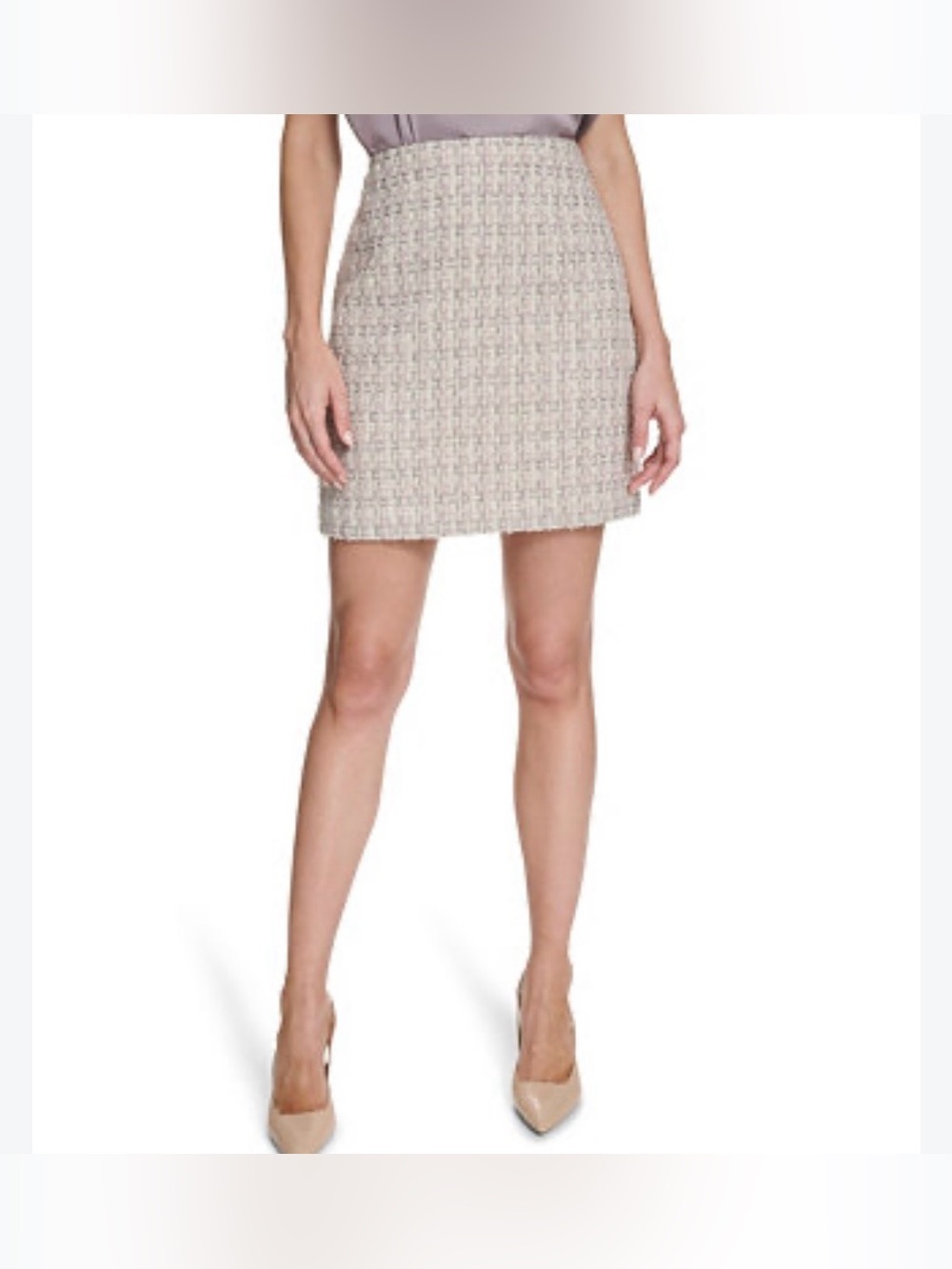 Calvin Klein Light Cream Tweed Mini Skirt NWT size 2P